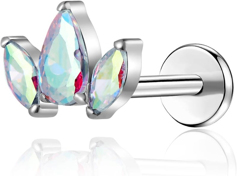TOMIDES G23 Titanium Flat Back Earrings Studs 18g 16g F136 Implant Grade Titanium Labrets Press Fit Threadless Push In Dainty Cartilage Helix Conch Lobe Lip Tragus Piercing Jewelry - Image 1